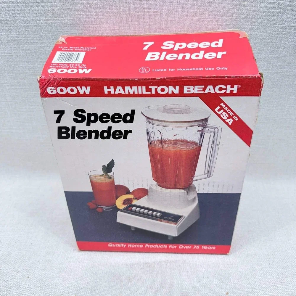 Vintage Hamilton Beach 7 Speed Blender 600W White Made in USA New in Open Box